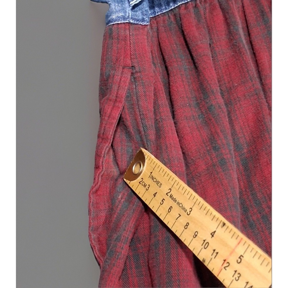 Vintage Woolrich Overall Dress Red Plaid Flannel Pinafore Jumper Country Medium - Picture 13 of 16